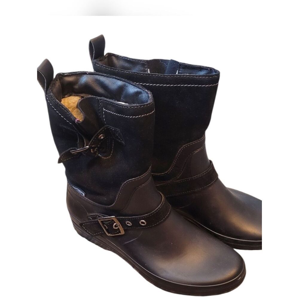 Santana Canada Cayley Black Mid-Calf Buckle Rain & Winter Boots Size 10